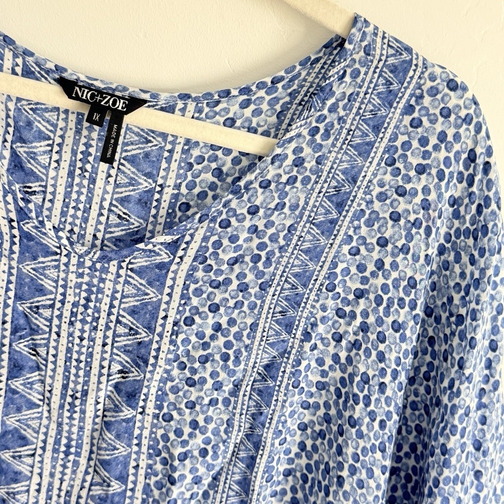 Nic + Zoe Silk Blend Blouse Top 1X Boxy Scandi Lightweight Beach Garden